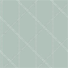 Walcott Seafoam Stitched Trellis Wallpaper