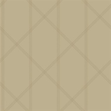 Walcott Taupe Stitched Trellis Wallpaper