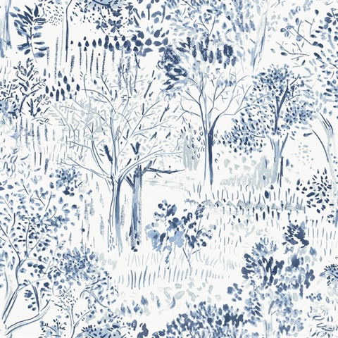Walden Navy Blue Forest Wallpaper
