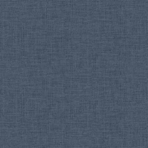 Wallis Blue Indigo Faux Linen Textured Wallpaper