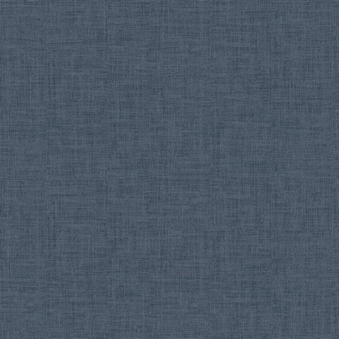 Wallis Blue Indigo Faux Linen Textured Wallpaper