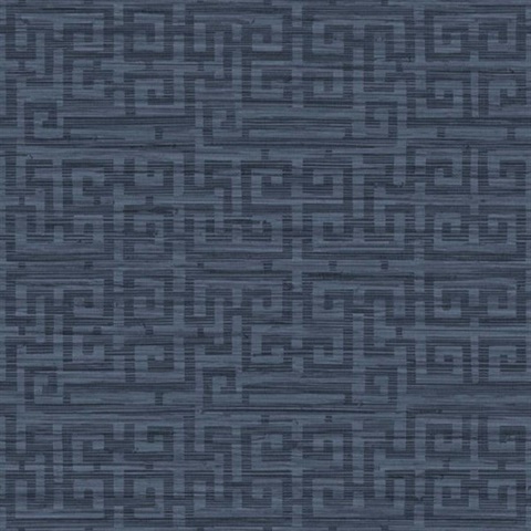 Wamego Midnight Ink Textile String Greek Key Wallpaper