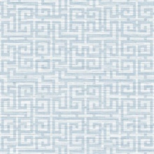 Wamego Sky Blue Textile String Greek Key Wallpaper