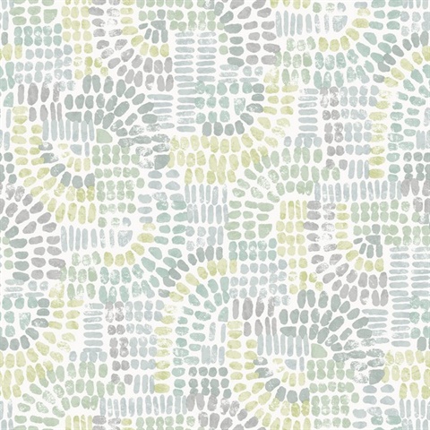 Wanderer Aquamarine Mosiac Tile Wallpaper