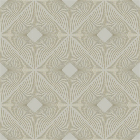 Warm Grey & Gold Art Deco Diamond Wallpaper