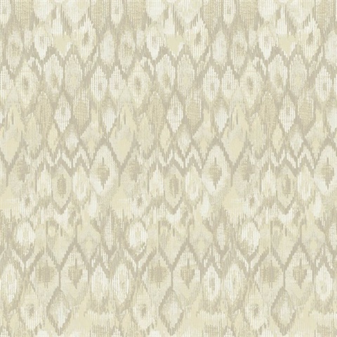 Warm Neutral & Beige Ikat Boho Ethnic Wallpaper