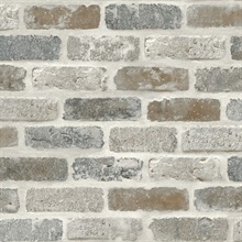 Brick Washed Brick Soft Grey & Rust Peel and Stick Wallpaper
