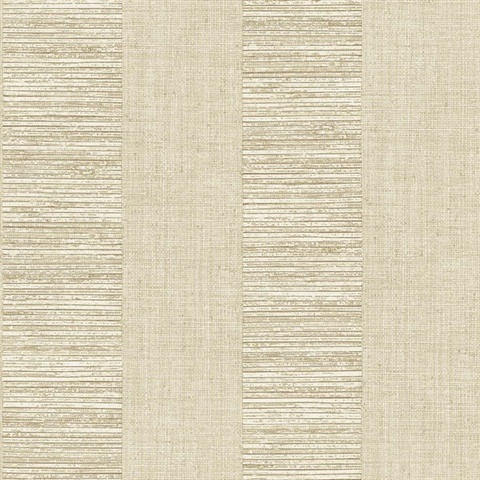 Water Chestnut Weathered Weave and Wood Stripe Wallpaper