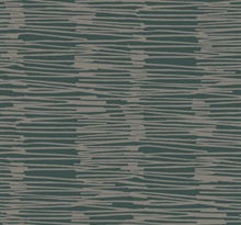 Water Reed Thatch Forest & Silver Textured Stripes Wallpaper