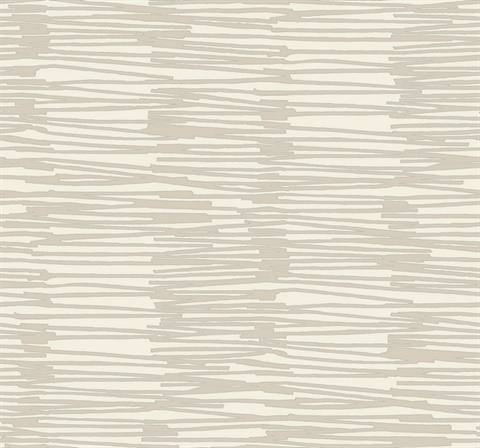 Water Reed Thatch Linen & Silver Textured Stripes Wallpaper