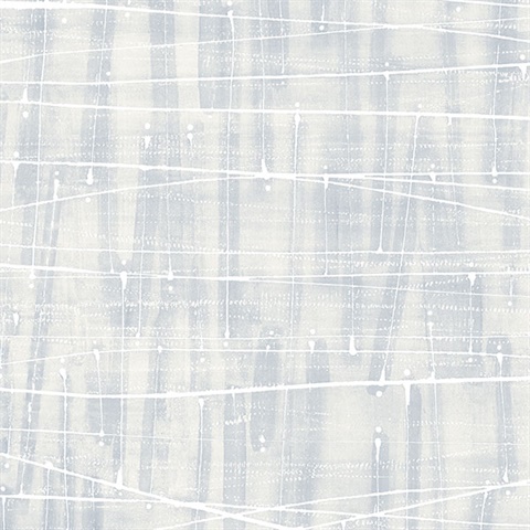 Watercolor Abstract Lined Splatter Blue, Grey & White Wallpaper