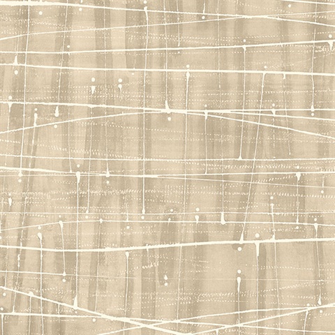 Watercolor Abstract Lined Splatter Brown Wallpaper