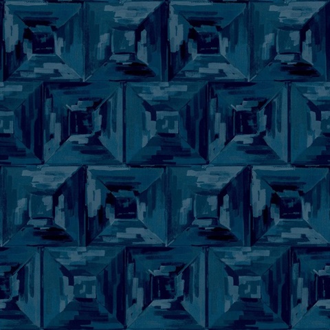 Watercolor Blocks Dark Blue Wallpaper