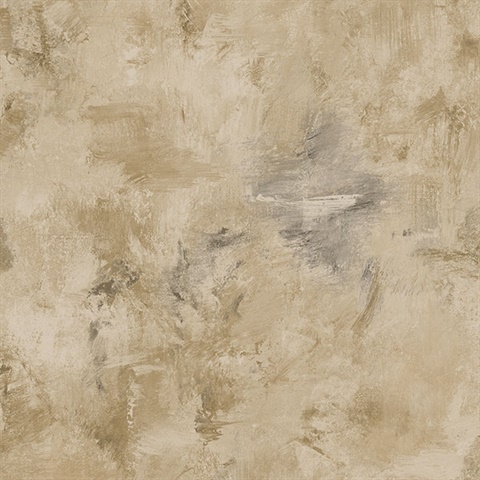 Watercolor Brush Strokes Brown, Grey & Black Wallpaper