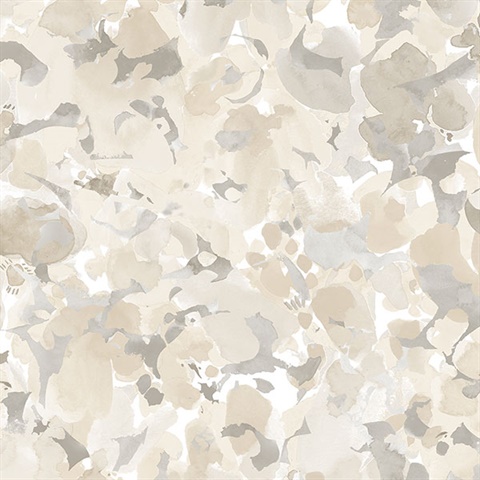 Watercolor Floral Beige & Taupe Wallpaper
