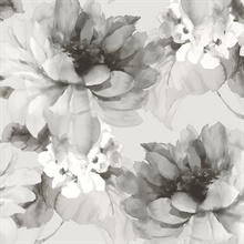 Watercolor Floral Floral Ash & Metallic Silver Peel and Stick Wallpape