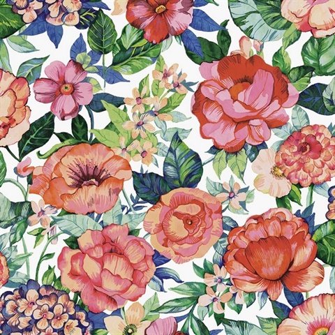 Watercolor Floral Garden Floral Spring Blossom Peel and Stick Wallpape
