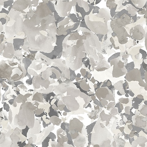 Watercolor Floral Grey Wallpaper