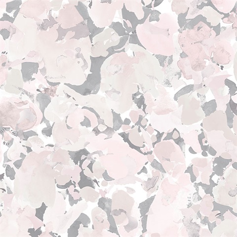 FW36826 | Watercolor Floral Pink & Grey Wallpaper