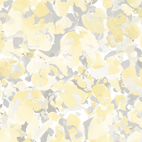 yellow and grey floral wallpaper