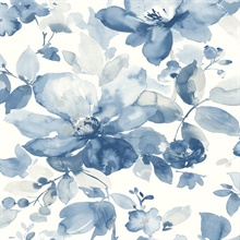 Watercolor Flower Floral Bluestone Peel and Stick Wallpaper