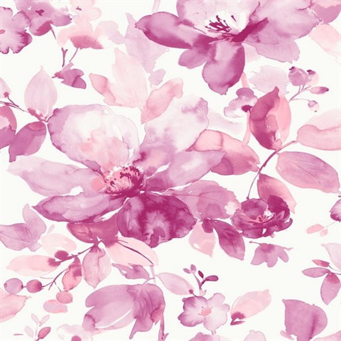 Watercolor Flower Floral Pink Peel and Stick Wallpaper