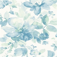 Watercolor Flower Floral Seaglass Peel and Stick Wallpaper