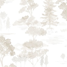 Watercolor Forest Beige Neutral Wallpaper