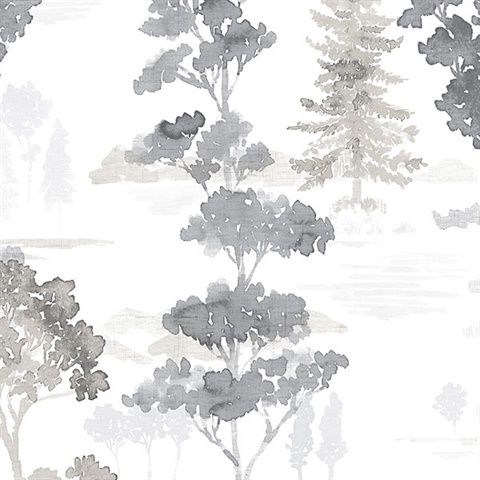 Watercolor Forest Grey Wallpaper