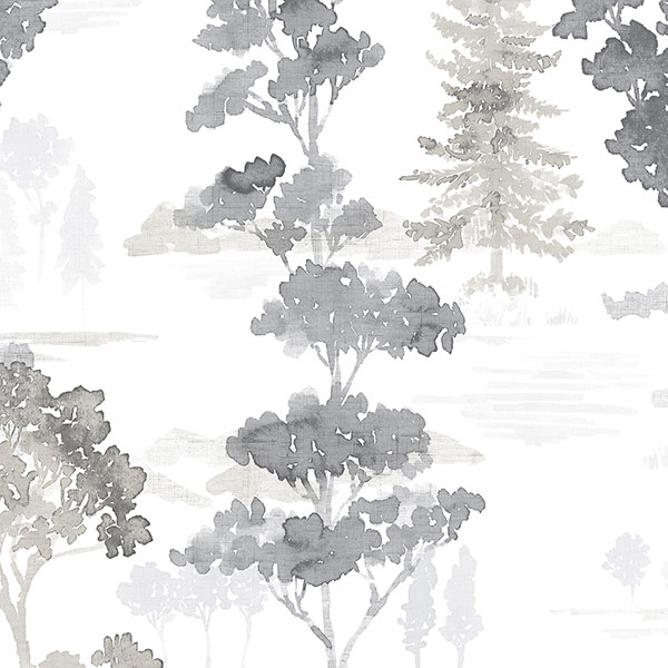 FW36833 | Watercolor Forest Grey Wallpaper