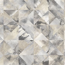 Watercolor Prisms Black, Grey &amp; Beige Wallpaper