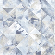 Watercolor Prisms Blue, Grey &amp; White Wallpaper