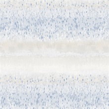 Watercolor Splatter Horizontal Stripes Blue & Beige Wallpaper