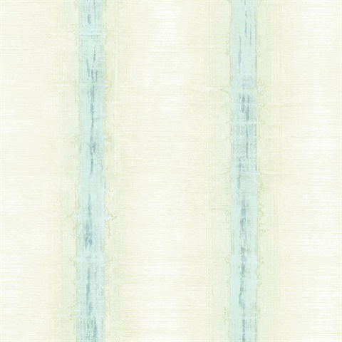 Watercolor Stripes Turquoise & Green Wallpaper