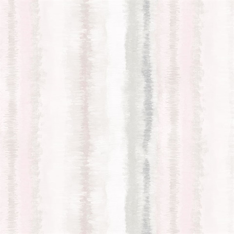 Watercolor Vertical Stripes Pink & Grey Wallpaper