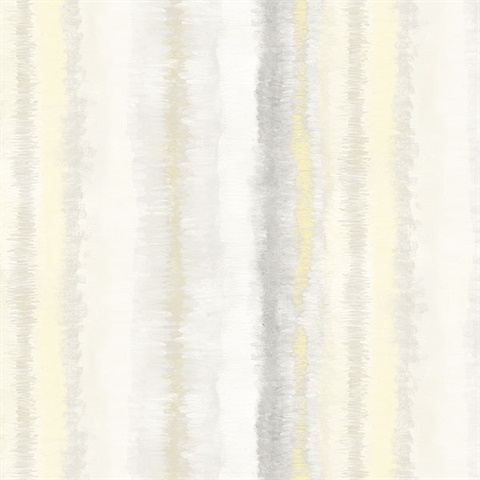 Watercolor Vertical Stripes Yellow, Grey & Gold Wallpaper