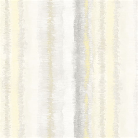 Watercolor Vertical Stripes Yellow, Grey & Gold Wallpaper