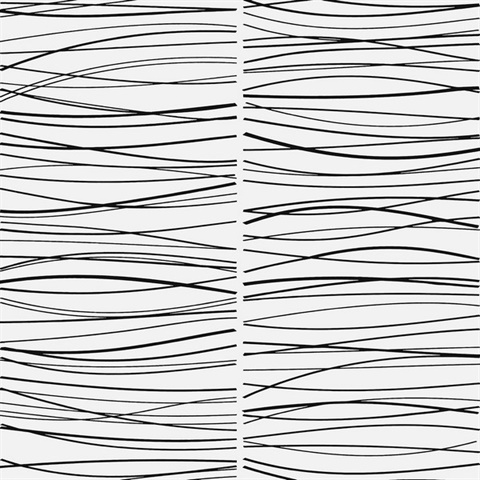 Wave Lines Abstract Black Peel and Stick Wallpaper