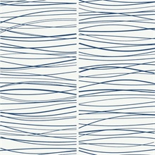 Wave Lines Abstract Blue Peel and Stick Wallpaper