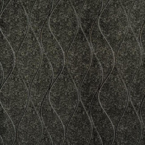 Charcoal Wavy Stripe Vertical Ribbon Wallpaper