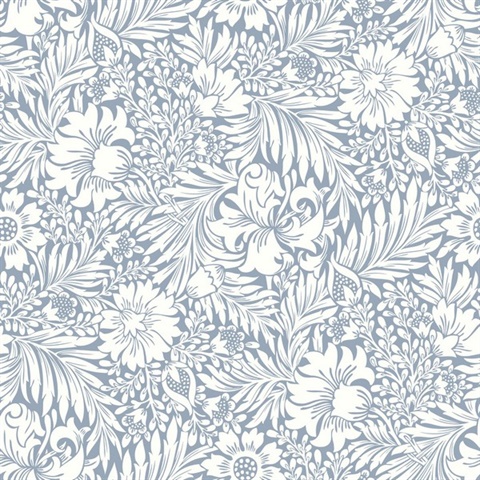 Wedgewood Blue Modern Acanthus Peel & Stick Wallpaper