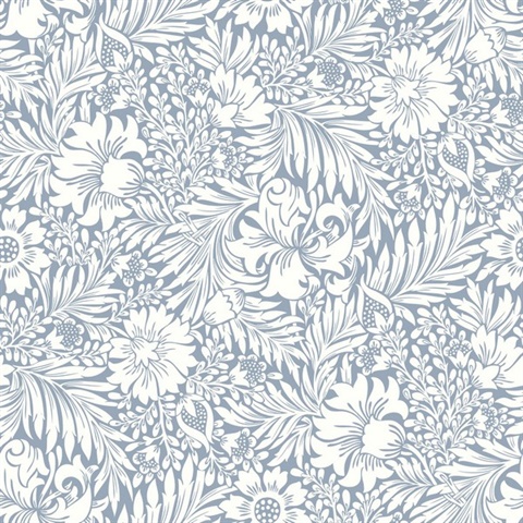 Wedgewood Blue Modern Acanthus Peel & Stick Wallpaper