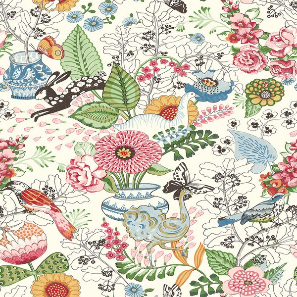 2821-12801 | Whimsy Multicolor Fauna Wallpaper | Wallpaper Boulevard