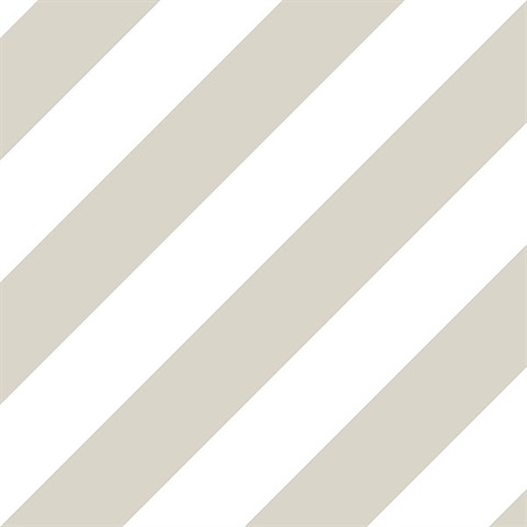 White and Taupe Diagonal Stripe Prepasted Wallpaper
