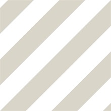 White and Taupe Diagonal Stripe Prepasted Wallpaper