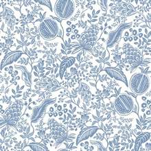 White &amp; Baby Blue Pomegranate Tropical Foliage Wallpaper