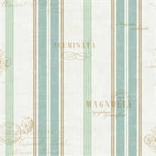 White, Beige & Blue Commercial Island Stripe Wallpaper