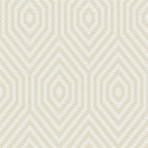 White & Beige Commercial Hexagon Geometric Wallpaper