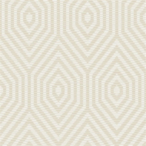 White & Beige Commercial Hexagon Geometric Wallpaper