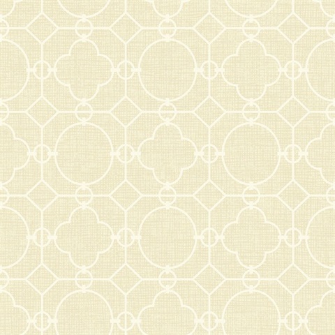 White & Beige Commercial Lattice Wallpaper